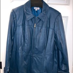 EUC Aqua/Teal Colored Leather Jacket, L